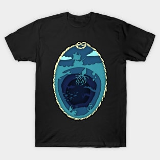 Deep Ocean Life on Layered Paper T-Shirt